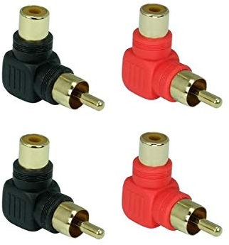 SunshineTronic 90° Winkel Cinch-Adapter | Cinch-Stecker auf Cinch-Kupplung (4 Stück)