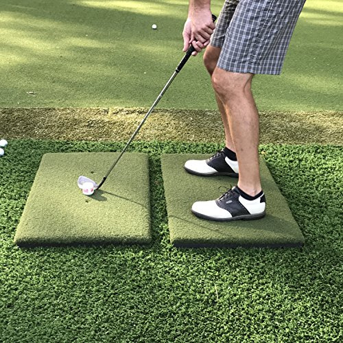 The Original Country Club Elite by Real Feel Golf Mats 20”X36” Twin Combo Stance Mats | Heavy Duty Commercial Practice Mat | Accepts A Real Tee | Swing Down and Through | Indoor/Outdoor