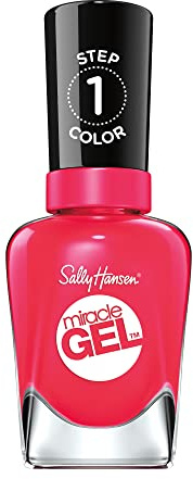 Sally Hansen Miracle Gel Nagellack ohne künstliches UV-Licht Pink Tank, neon-rot pink, mit intensiv glänzendem Gel-Finish, Nr. 220, (1 x 14,7 ml)