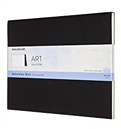 Moleskine Bloc Aquarelle Art Collection, Album avec Papier pour Aquarelles, Couverture Carton, Format Très Grand 19 x 25 cm, Couleur Noir, 20 Pages
