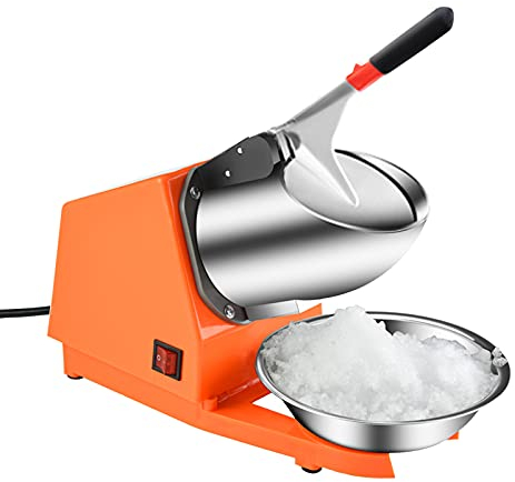 Trituradora de Hielo Eléctrica de 300W,Picadora Trituradora de Hielo Profesional con Palas Dobles,Fabricadora de Hielo con Cuenco de Acero y Función de Apagado Automático,para Bares y Restaurantes