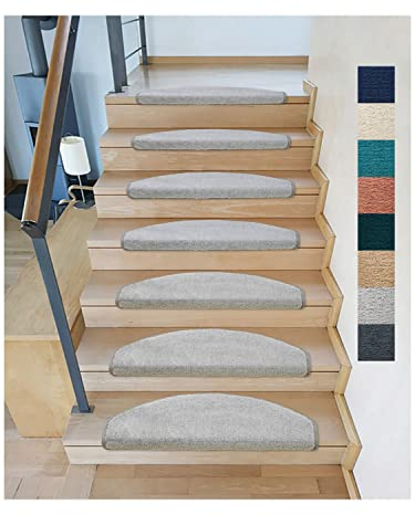 Kettelservice-Metzker Stufenmatten Sweet I weicher Treppenteppich Halbrund in versch. Farben I Hellgrau 15 Stück