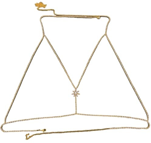 Catena del corpo Catena toracica Catena reggiseno con frange di strass scintillanti Biancheria intima del bikini di cristallo (argento)