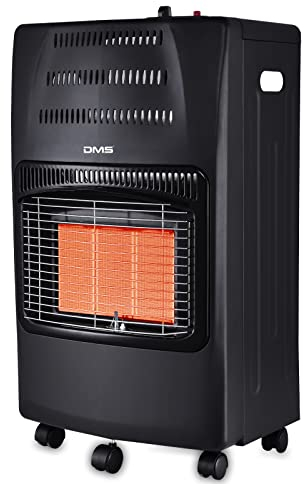 DMS® Gasheizofen 4200W Heizgerät Gasheizung Gasheizer Infrarot Keramikbrenner inkl. Gasdruckregler Gasschlauch, Heizstrahler Gasheizgerät, Infrarot, Butan- Propangasflaschen bis 15kg [EEK A] (Schwarz)
