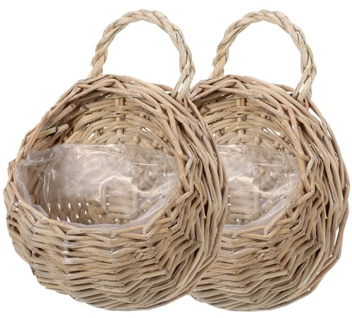 Tofficu 2 Piezas Cesta Flores ratán para Colgar en la Pared Artificial Flowers cestas almacenaje contenedor Verduras decoración Frutas Maceta orquídeas plantador Aire