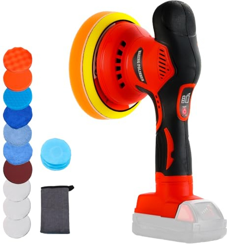 Buffer Polisher Compatible with Milwaukee M18 Battery, Cordless 6 Inch Orbital Buffer, Brushless Motor Car Buffer for Boat, Car Polishing and Waxing (Tool Only, NO Battery )