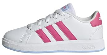 adidas Unisex Kinder Grand Court Lifestyle Tennis Lace-Up Shoes, FTWR White/Pulse Magenta/Glow Blue, 33 1/2 EU