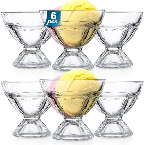 Vilde Eisbecher Eisschale Eisschalen Dessertschale aus Glas | Spülmaschinenfest Eisschalen Glas Set Eiscreme - Dessertgläser mit Fuß 100 ml 6 Stk.