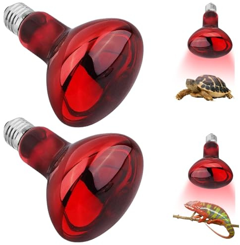 UQTUKO Lampada Infrarossi Riscaldante, 2 pezzi Lampada per Tartarughe di Terra 100W E27 Dimmerabile Retroilluminata Lampadina Lampadine Riscaldanti per Rettili e Anfibi, Tartarughe