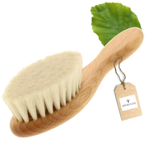 HOFMEISTER® Babybürste mit Ziegenhaar - Sanfte Naturborsten für empfindliche Babyhaut, weiche Pflegebürste, ideal für Neugeborene und Kleinkinder, mit ergonomischem Griff