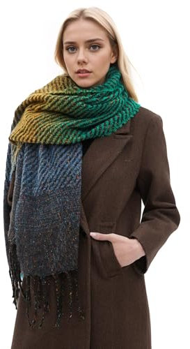 Evolyline Damen Winter Schal - Langer Deckenstoffschal, Quadratisch, Oversized Mit Fransen - Geschenke Für Frauen, Familie Und Freunde