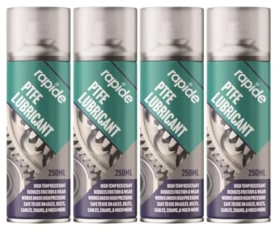 GSV Essentials PTFE Grease Aerosol Spray, High-Temperature Resistant, Reduce Friction And Wear, Super Lubrication, Ideal Use For Axles, Belts, Cables, Chains, 250ml (4PCS)