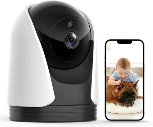 Baby Monitor, 2K Security Camera, PT Cameras for Home Security, Indoor 2.4GHz Wi-Fi Camera with Motion Detection for Baby/pet, Two-Way Audio, IR Night Vision, Works with Alexa