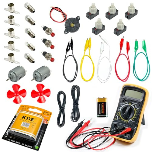 InputMakers Kit elettrico scolastico avanzato con multimetro digitale, kit circuito elettrico scuola media, circuiti elettrici, kit elettronica, scuola e casa
