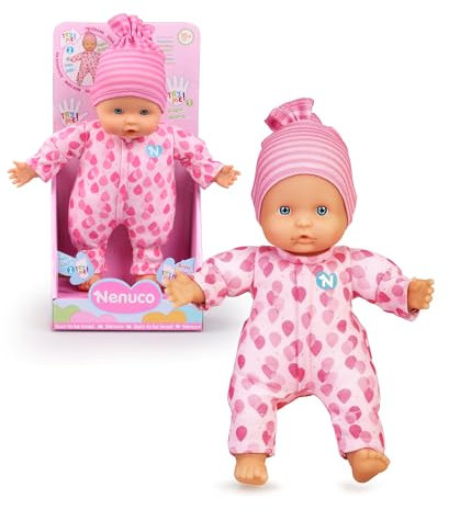 Nenuco Muñeco Blandito 3 Funciones, Hace Sonidos de Bebé Cuando le Aprietas Las Manos y Pies, Puede Meterse el Dedo en la Boca, Juguete para Niños de 10 Meses, Famosa (NFNA9000)