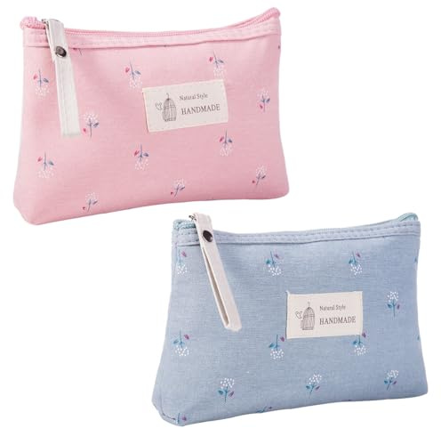 2 Pezzi Borsa Cosmetica da Viaggio, Sacchetto Cosmetico, Bustina Portatutto Ragazza Makeup Bag Necessaire Donna Sacchetto, Borse Per Il Trucco Stampate con Cerniera