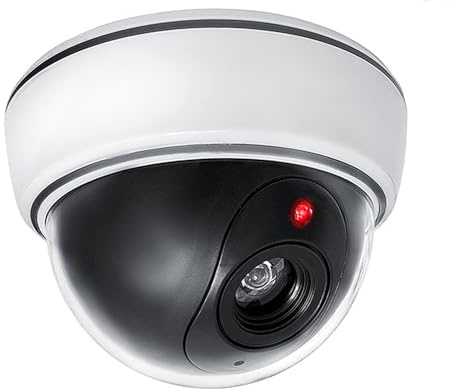 Maclean DC2300 2er Pack Kamera-Attrappe mit Blinkender LED | Realistische Dummy-Überwachungskamera für Innen & Außen | Batteriebetrieben | Einfache Montage | Wetterfest (2 Stück)