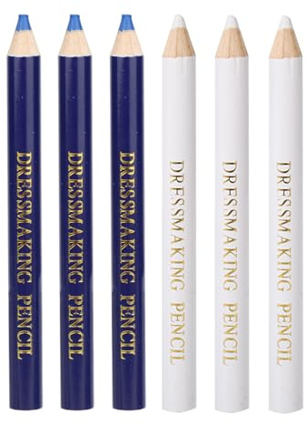 Sinbana 6pcs Fabric Markers for Sewing, Water Soluble Fabric Pencil Tailors Chalk Sewing Marking Tool for Dressmaking Quilting Embroidery DIY Crafts (Blue & White)