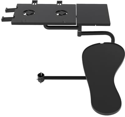 Hydrangeary Ergonomic Keyboard with Fan and Non-Slip Mouse Stands, Laptop Mouse Stand Mount 360° Adjustable Keyboard Chair Stand Tray, Black.