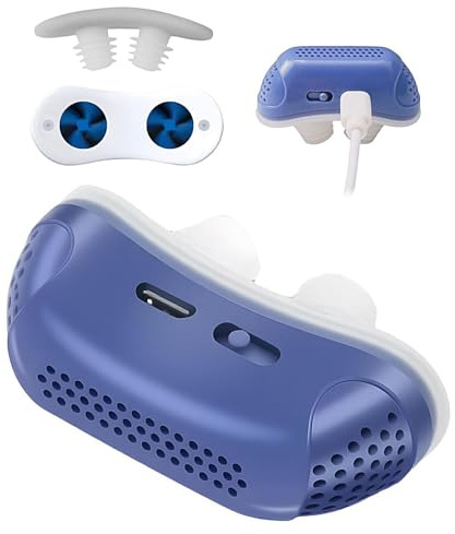 Macchina CPAP per Apnea Notturna Silenziosa, Dispositivo Anti-snoring, Mini CPAP Device, Russare per L'aiuto Addormentato, Migliora la Respirazione e Il Sonno Blue