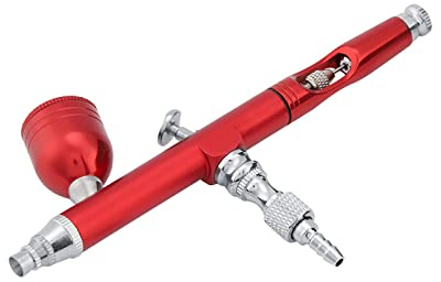 Generic Pistola per Aerografo a gravità a Doppia Azione, Strumento di Spruzzatura di Precisione Durevole da 0,3 Mm per Pittura Artistica e Tatuaggi (rosso)