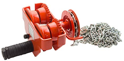 DEMA Laufkatze Rollfahrwerk – Handfahrwerk, Schiebefahrwerk bis 1 t, mit Haspelkette – robust, langlebig, stabil – für Werkstatt, Hebetechnik, Industrie, Lasten, Montage, Kran, Werkzeuge