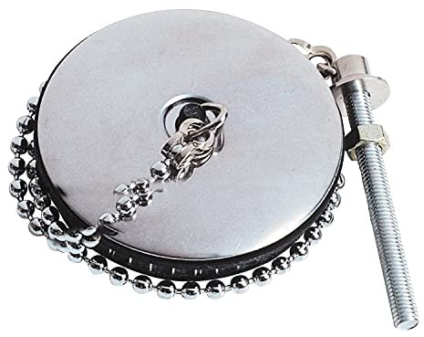 Wirquin 39204004 Bouchon D57 avec enjoliveur en métal et chaînette L300 mm pour évacuation, chromé