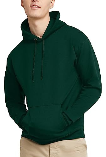 Hanes Men's Pullover EcoSmart Hooded Sweatshirt, Deep Forest, Large