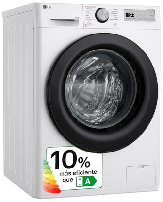 LG F4WR5011A6F, Lavadora inteligente AI Direct Drive, Vapor Steam, 11kg, 1400rpm, Un 10% más eficiente que A, Serie 500, Blanco