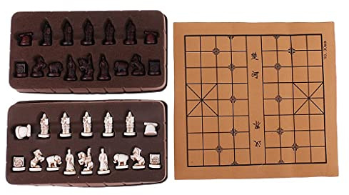 Set Jeu d'Echecs Chinois Pliant Guerriers en Terre en Résine Jeu de Jeux de