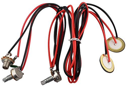 Futheda Pastilla piezoeléctrica de repuesto para guitarra acústica, ukelele, 6,35 mm con control de volumen
