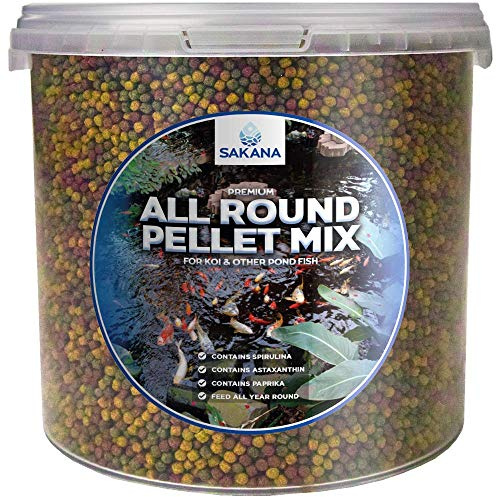 SAKANA All Round Pond Pellets | Premium Quality Fish Food Mix | Healthy, Nutritious & Balanced Daily Feed for Aquatic Fish | High Protein Mixture, Great Source of Vitamins & Easily Digestible (2.5L)