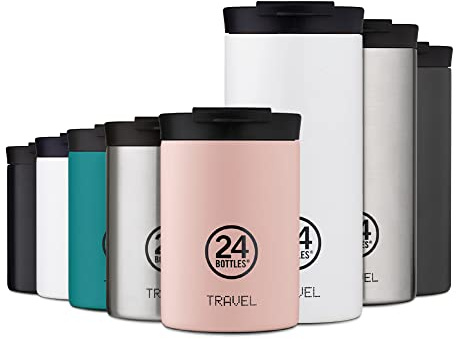 24BOTTLES Travel Tumbler - Trinkflasche 600ml, Thermos Kaffee Tee Getränke, Thermosflasche 6hHot/24hCold, Wasserflasche 100% Versiegeltem Deckel, Umweltfreundliche Trinkflasche Edelstahl Brushed Steel