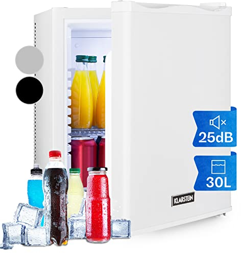 KLARSTEIN Mini Frigo de Chambre de 30L pour Snacks et Boissons, Petit Frigo Top Silencieux, Mini Bar, Petit Réfrigérateur Camping, Mini Frigo Cosmetique, Refrigerateur avec Étagères Réglables, 5-15°C