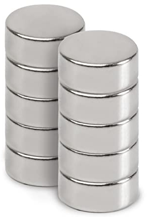 MAUL Neodym-Scheibenmagnet – Flacher Magnet mit hoher Haftkraft für einen vielseitigen Einsatz – Magnet rund mit elegantem und modernem Design – Ø 12 x 5 mm – 10er Pack – hellsilber