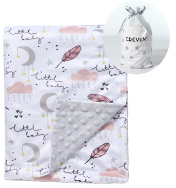 CREVENT Manta de Felpa Suave Minky para niñas, para recién Nacidos, Ropa de Cama para niños pequeños, Sweet Dream de 75X100cm