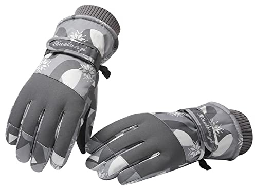 Thermal Gloves Women Ski Gloves Winter Waterproof Warm Work Glove Phone Touch Screen Hand Warmers Snow Sports Windproof Heat Holder Ladies Snowboard Running Hiking Gardening Cycling Motorbike Grey