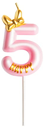 7CM Candele Compleanno Rosa Bambina Carino Candeline Compleanno Particolari Numeri 5