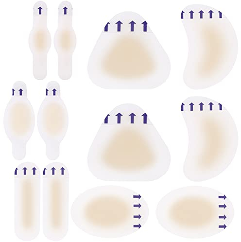 12 Stück Blasenpflaster,Blasenpflaster Ferse,Blasenpflaster Set,Fersenpflaster,Blasenpflaster Wandern,Hydrokolloid Pflaster,Wasserdicht,für Schützen Sie Zehen,Vorfuß,Fersen (6 Stile,Je 2)