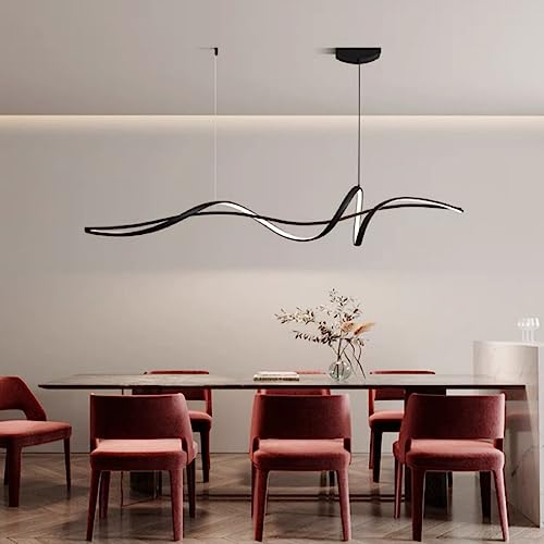 Lampe à Suspension LED Créative Moderne - Atmosphère Minimaliste pour Restaurant et Bar (Noir, 140cm)