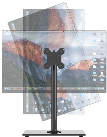 Pholiten Monitor Halterung für 13-32 Zoll Bildschirm mit Solider Konstruktion, Monitorständer mit Gehärteter Glassockel, Neigung ±25° Schwenkung ±80° Drehung 360°, VESA 75/100mm, Maximalgewicht 10 kg