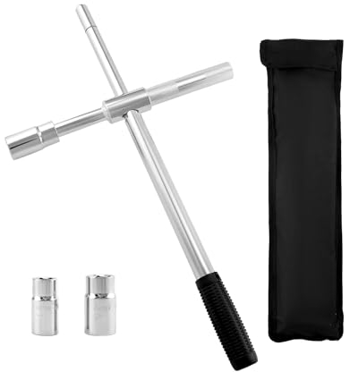 QWORK® Teleskop Radmutternschlüssel mit 2 Standardbuchsen 17mm/19mm und 21mm/23mm, Teleskop Radkreuz Auf 60 cm Ausziehbar