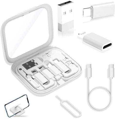 YANZIE USB-C Travel Adapter Kit for iPhone, Pixel & Galaxy: USB-A to C, Micro-USB to C, Type-C to Lightning, Short USB-C Cable, OTG, Mirror Case