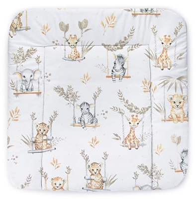 Balbina® Wickelunterlage Wasserdicht Wickeltischauflage Wickelauflage baumwolle 60x70 I Safari