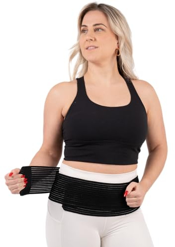 AltroCare 3-in-1 Sacroiliac Pelvis Belt, Postpartum Back Support & Hip Shrinker (Black, Plus Size XL). Made in USA.