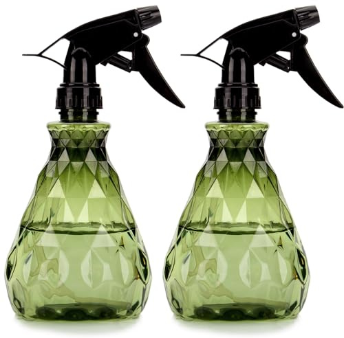Vwoqiy 2 st. sprayflaskor 500 ml, spridare, tom sprayflaska med justerbart sprayhuvud, vattenspruta för växter, blommor, trädgård, frisör (grön)