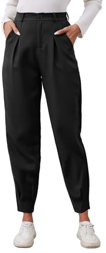 HAWILAND Pantaloni da donna business casual da jogging lunghi a vita alta eleganti comodi per il tempo libero outfit ufficio autunno primavera nero XL