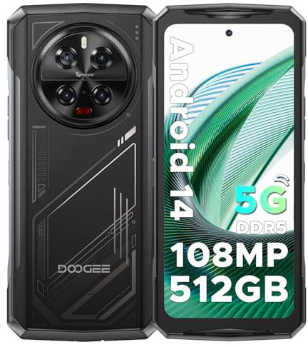 DOOGEE V40 5G Outdoor Handy Ohne Vertrag Android 14, Dimensity 7300, 32GB + 512GB Outdoor Smartphone, 8680mAh/33W, 6.78 Zoll HD+ 120Hz, 108MP+20MP Nachtsicht, IP68/IP69K/NFC/Face ID