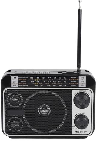 Radio Portable Rétro, Double Alimentation, FM, AM, SW, Haut-Parleur Bluetooth Rétro pour la Maison, L'extérieur et Les Voyages (Bouchon UE)