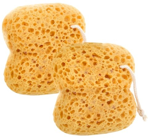 Natural Body Bath Sponge for Shower - 2PCS Large Foam Shower Sponges for Men & Women - Soft Foam Loofah with Hanging Rope - Durable, Gentle Exfoliating Body Bath Sponges for Adults